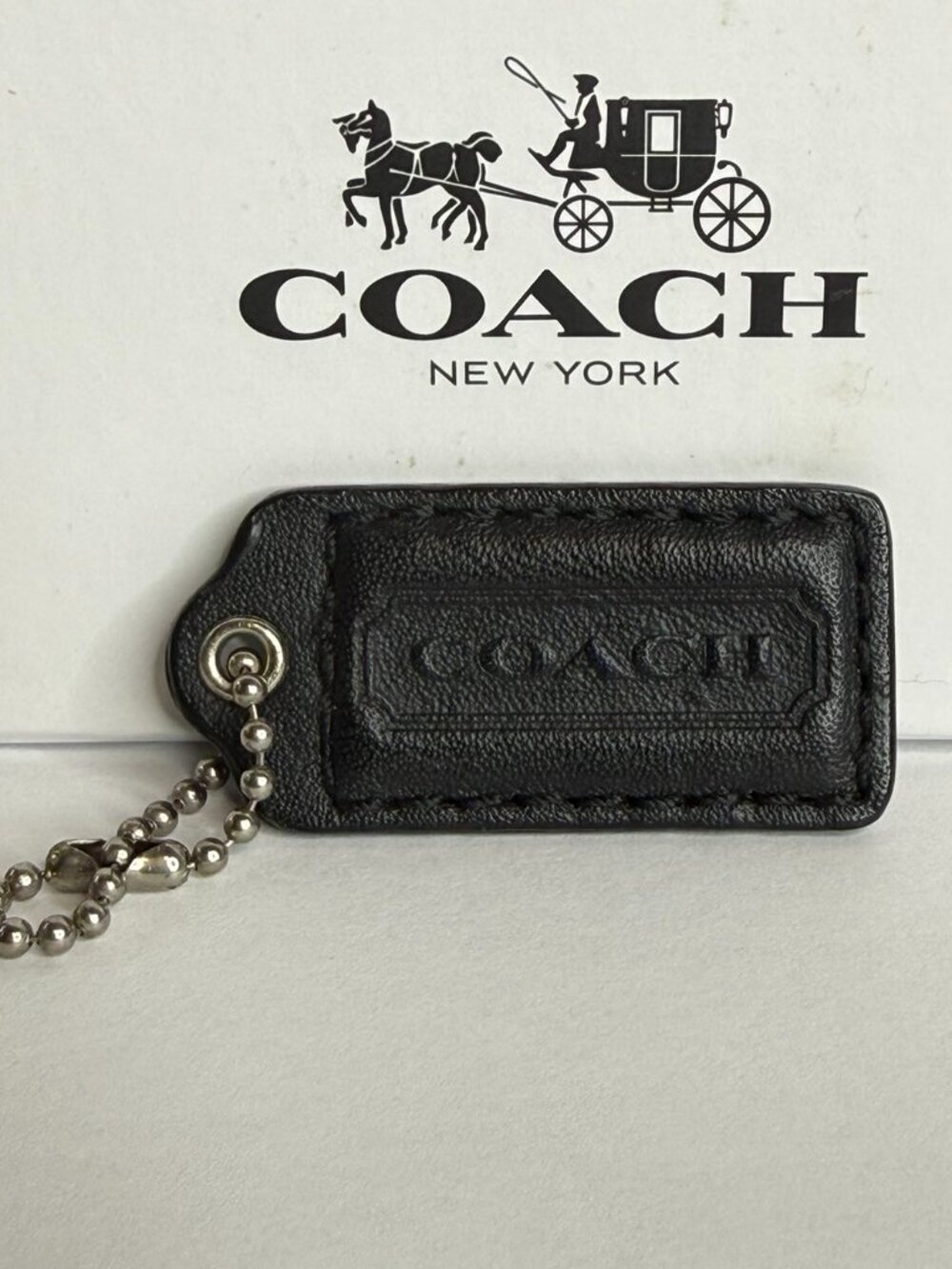 Coach Leather Hangtag – Black (2")
